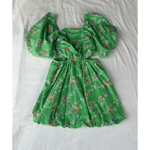 Green Balloon, Cutout Midi Dress, Size Medium, Festival, Whimsical, Flowers